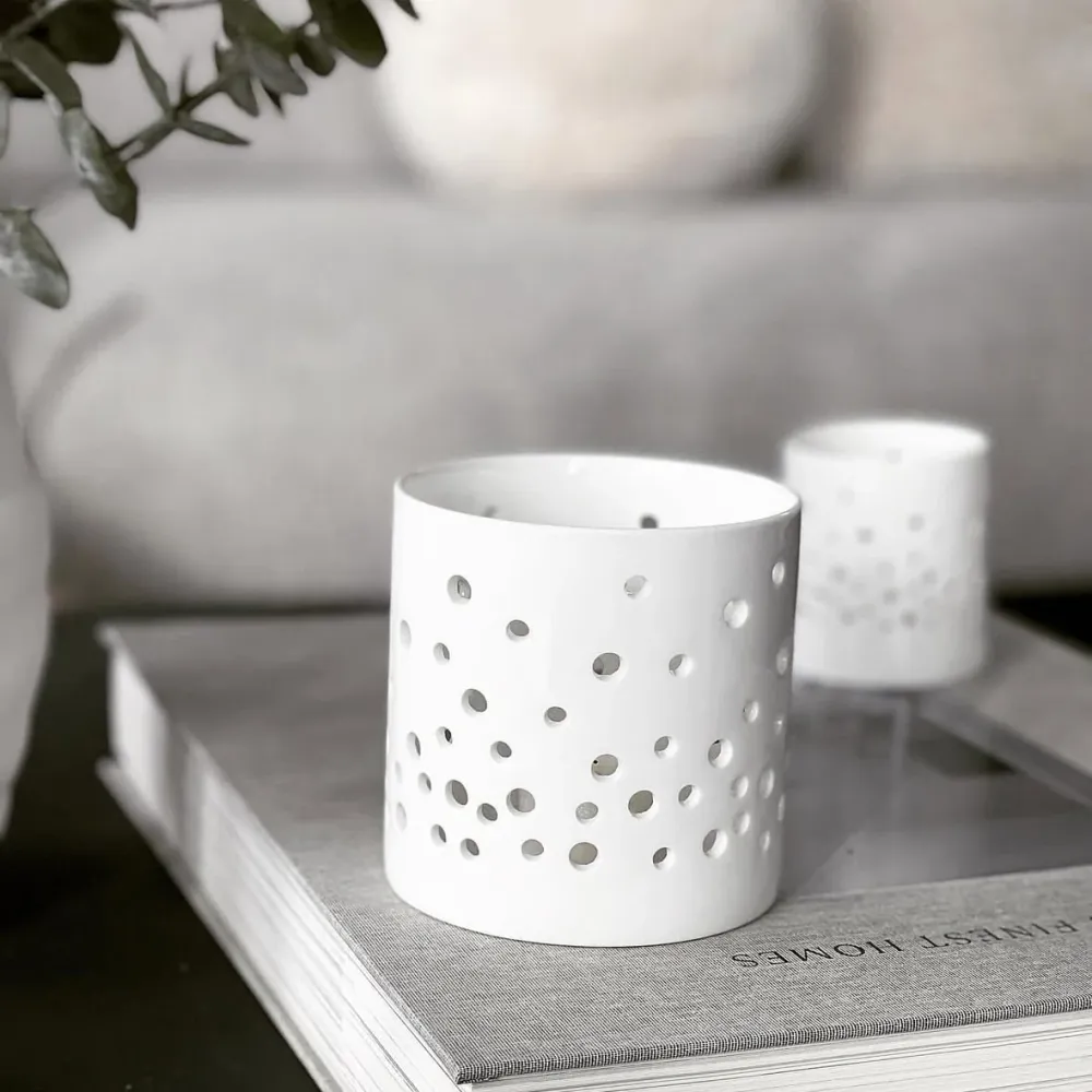 sögne hvit t-lysholder dots large