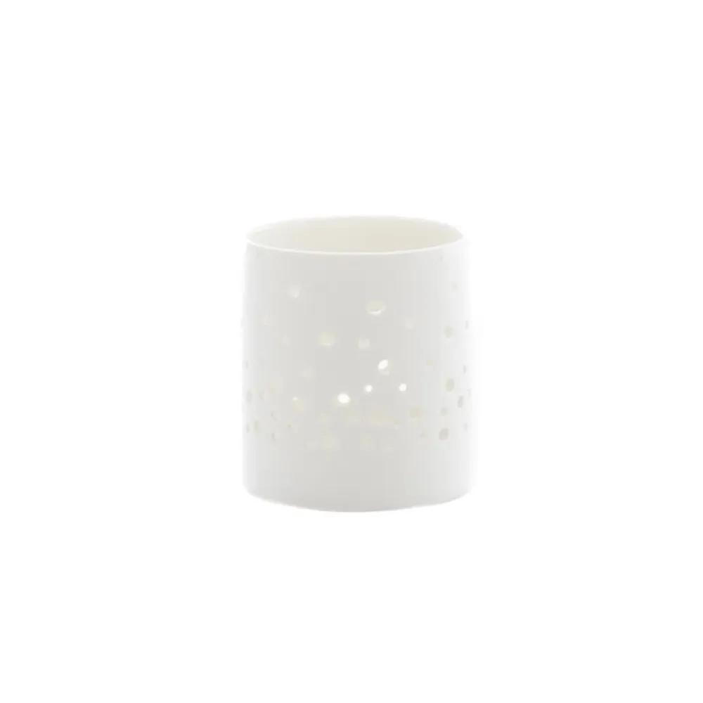 sögne hvit t-lysholder dots small