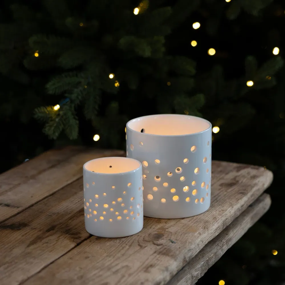 sögne hvit t-lysholder dots small