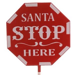Metallskilt - Santa stop here - 38,5 cm
