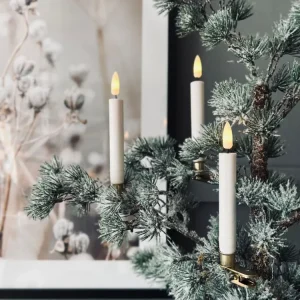 LED Juletrelys 10 stk m. Messingholder og fjernkontroll