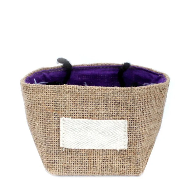 Jutegavepose med lavendel bomullsforing liten