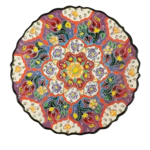 Tyrkisk keramisk håndlaget rund tallerken - 18 cm (7.2")