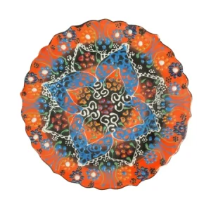 Tyrkisk keramisk håndlaget rund tallerken - 18 cm (7.2")