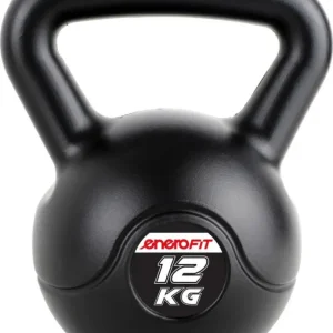 Kettlebell 12kg bitumen, PE/betong, svart hjemmetrening – ENERO FIT