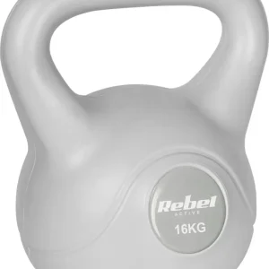 Kettlebell 16kg Bitumen, Grå, Ergonomisk Håndtak – Rebel Active – RBA-2322G-16