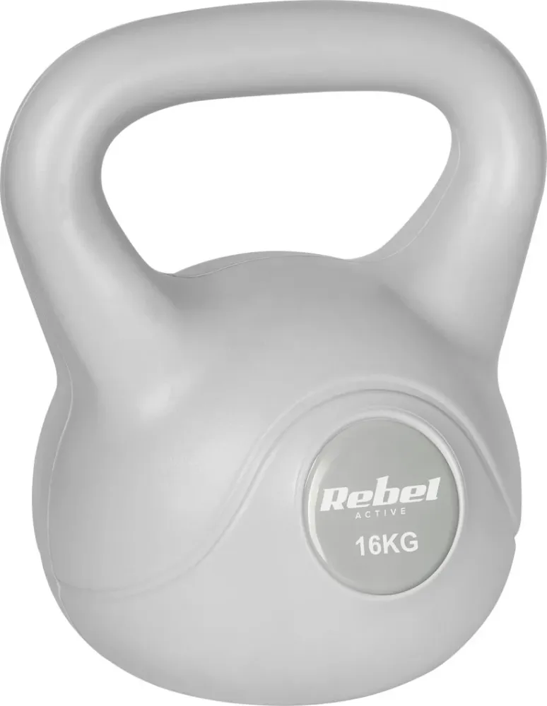 Kettlebell 16kg Bitumen, Grå, Ergonomisk Håndtak – Rebel Active – RBA-2322G-16