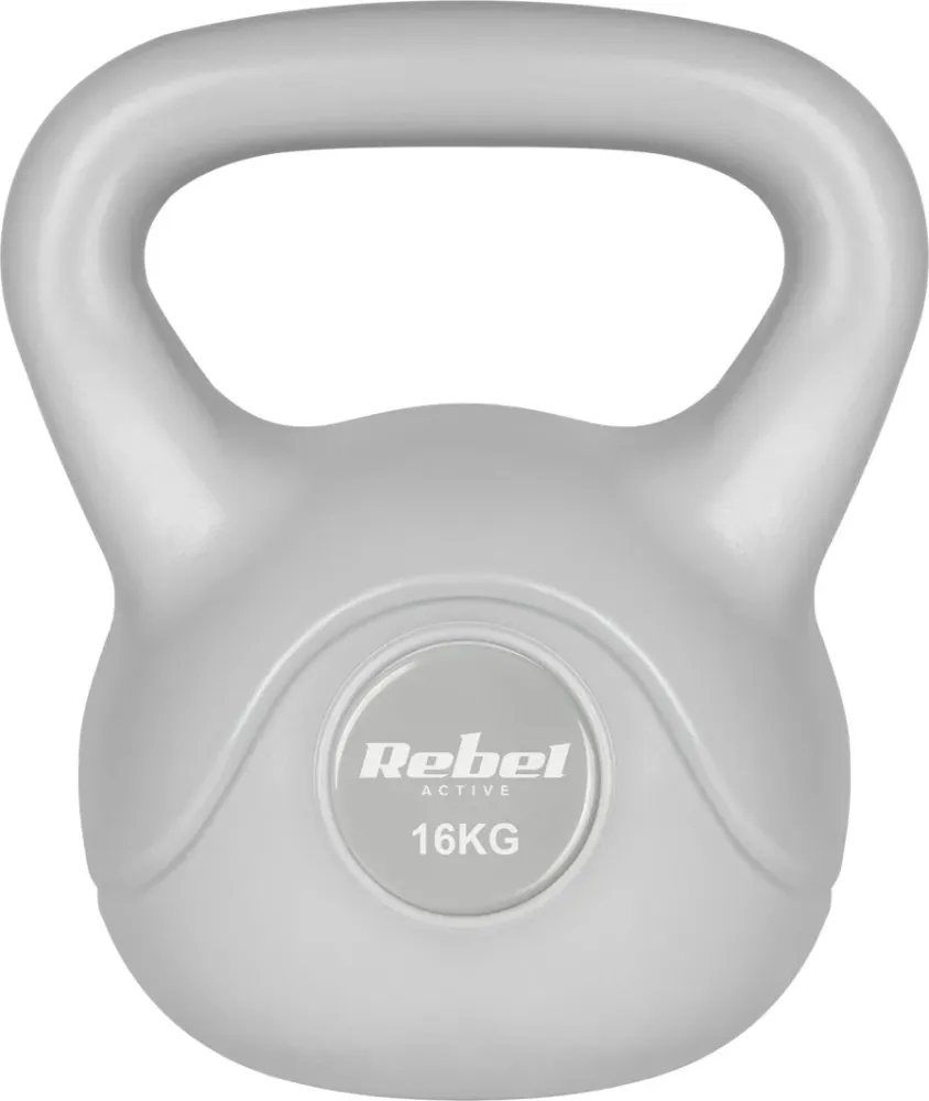 Kettlebell 16kg Bitumen, Grå, Ergonomisk Håndtak – Rebel Active – RBA-2322G-16