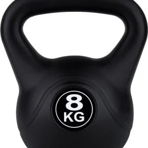 Kettlebell 8kg bitumen med ergonomisk grep hjemmetrening Funfit