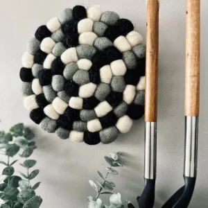 Bordskåner DOTS - Svart ull mix