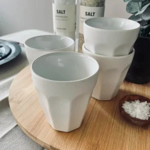 Café krus 250 ml - Hvit porselen 4 stk