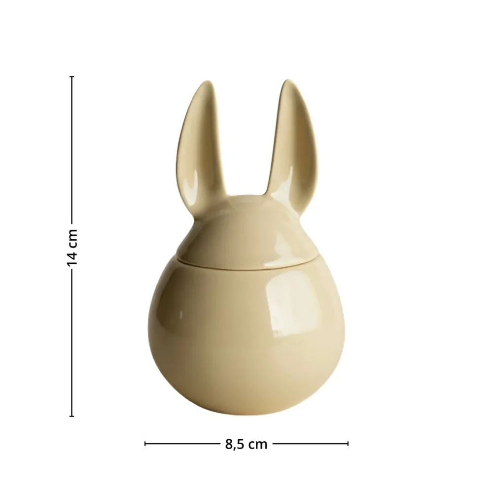 DBKD Eating Rabbit liten med lokk keramikk gul 14 cm