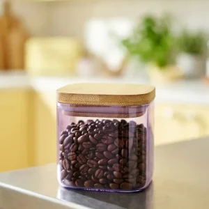Designerkolleksjon - Lilla oppbevaringsbeholder i glass med lokk - 200 ml