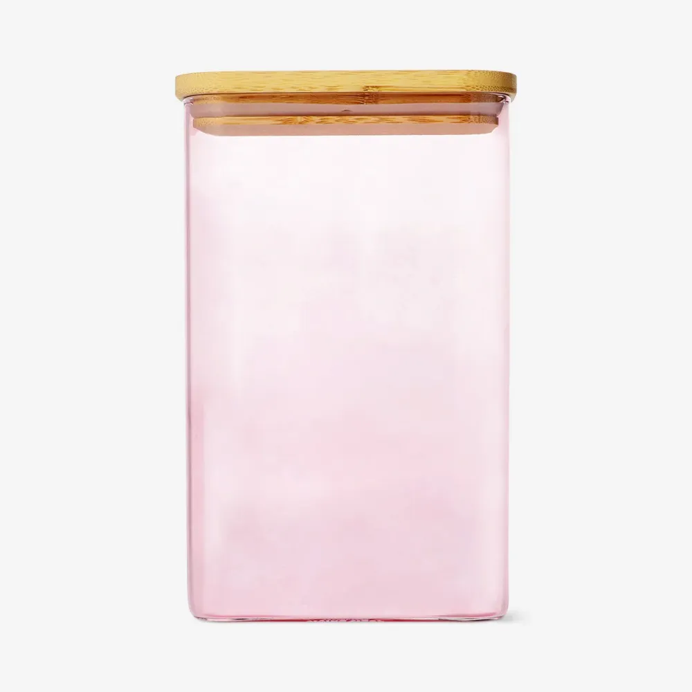 Designerkolleksjon - Rosa oppbevaringsbeholder i glass med lokk - 1,7 l
