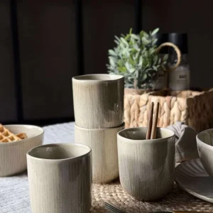 Krus Lydia keramikk - Sett med 4 stk Beige