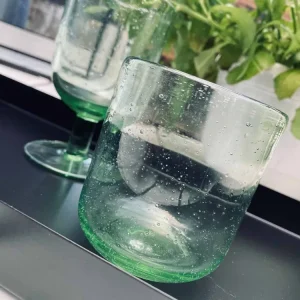 Munnblåst vannglass med bobler – Farge GREEN