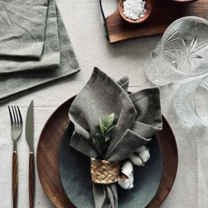 Munnserviett Lin Green melange – 4 stk