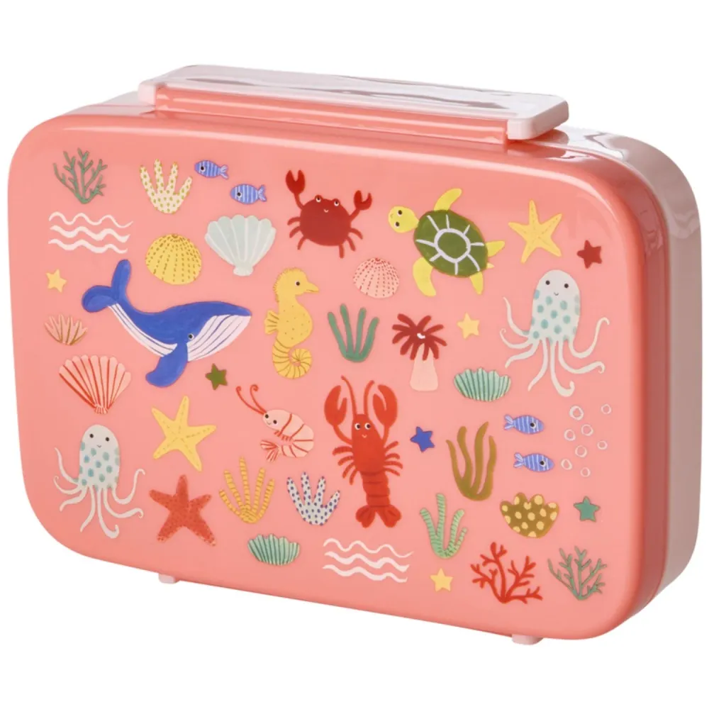Rice Coral Ocean Print Plastic Lunchbox 6 Rooms