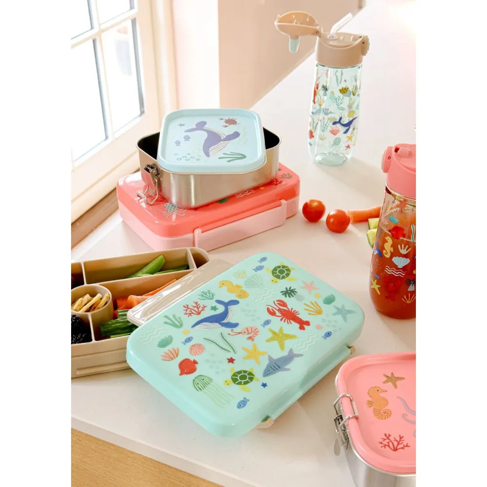Rice Coral Ocean Print Plastic Lunchbox 6 Rooms