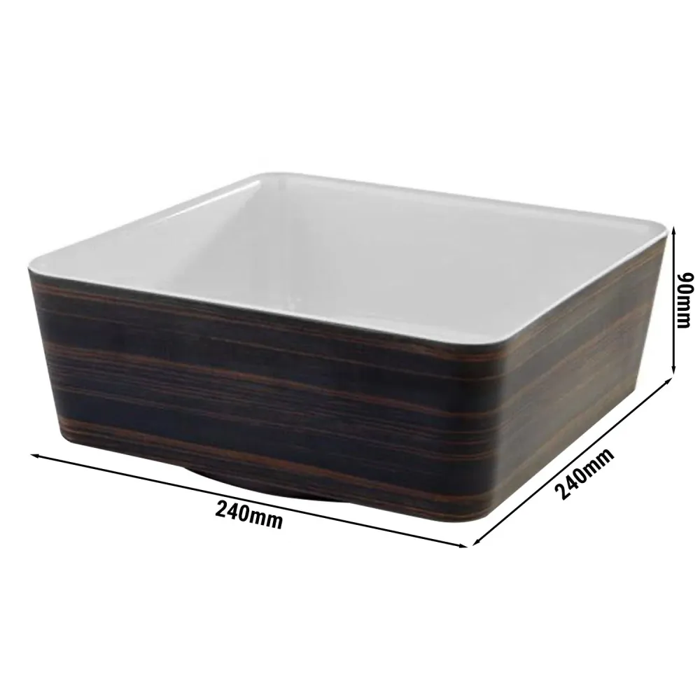 (6 stk.) Bolle - UNIVERSAL - melamin - 3,5 liter - firkantet - brun