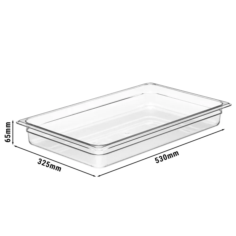 (6 stk.) CAMBRO | Camview® - Kopolymer GN-beholder 1/1 - Klar - Høyde: 65 mm - BPA-fri
