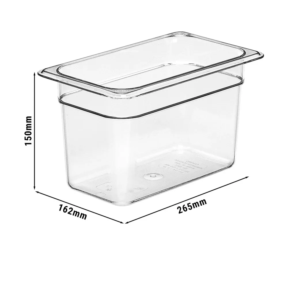 (6 stk.) CAMBRO | Camview® - Kopolymer GN-beholder 1/4 - Klar - Høyde: 150 mm - BPA-fri