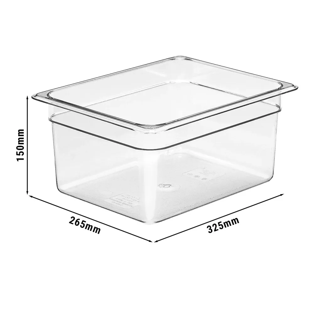 (6 stk.) CAMBRO | Camview® - Kopolymer GN-beholder 1/2 - Klar - Høyde: 150 mm - BPA-fri