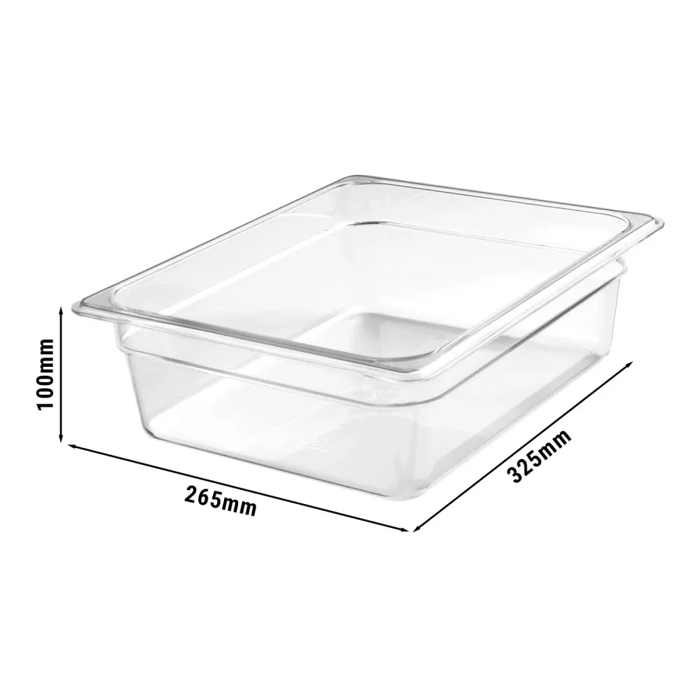 (6 stk.) CAMBRO | Camview® - Kopolymer GN-beholder 1/2 - Klar - Høyde: 100 mm - BPA-fri