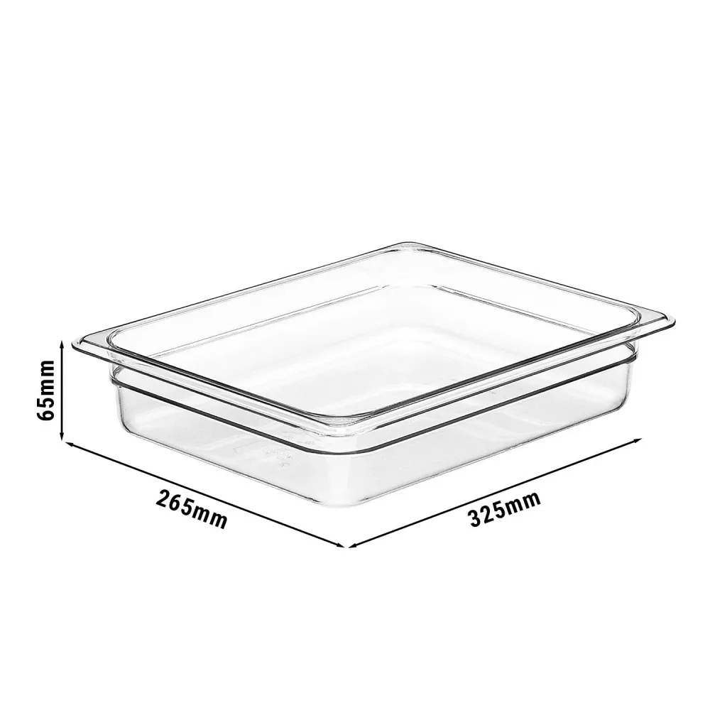 (6 stk.) CAMBRO | Camview® - Kopolymer GN-beholder 1/2 - Klar - Høyde: 65 mm - BPA-fri
