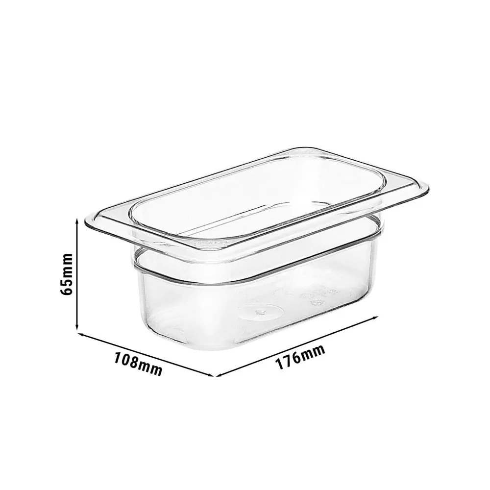 (6 stk.) CAMBRO | Camview® - Kopolymer GN-beholder 1/9 - Klar - Høyde: 65 mm - BPA-fri