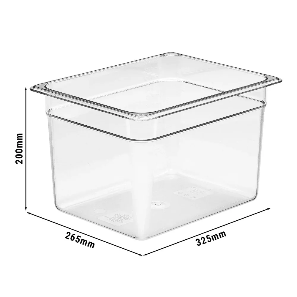 (6 stk.) CAMBRO | Camview® - Kopolymer GN-beholder 1/2 - Klar - Høyde: 200 mm - BPA-fri
