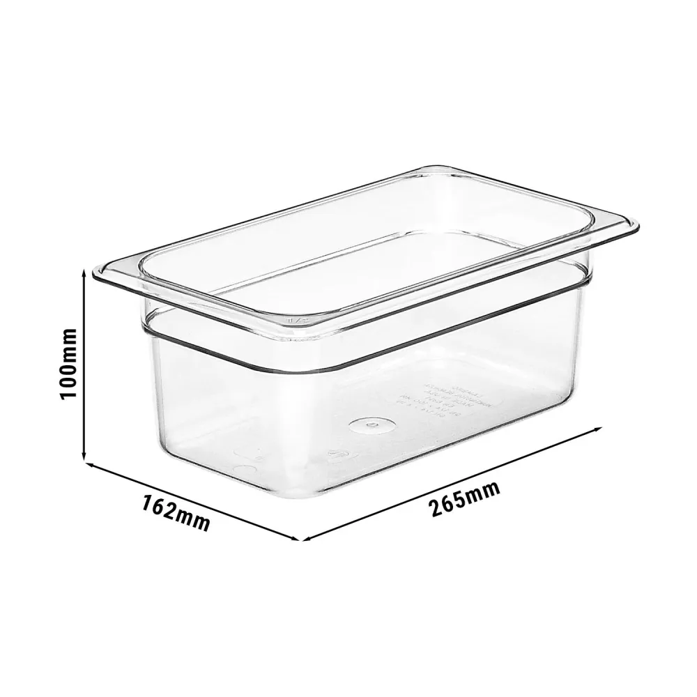 (6 stk.) CAMBRO | Camview® - Kopolymer GN-beholder 1/4 - Klar - Høyde: 100 mm - BPA-fri
