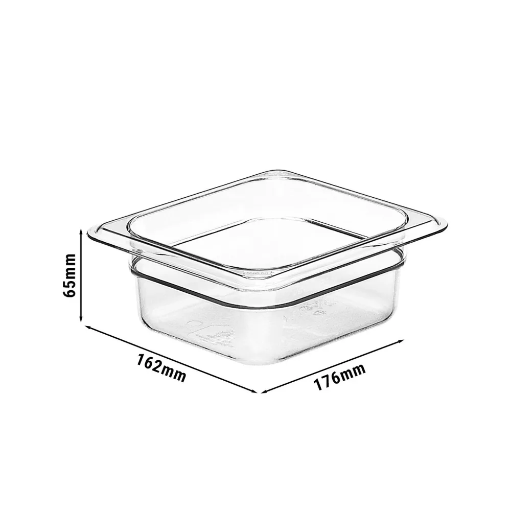(6 stk.) CAMBRO | Camview® - Kopolymer GN-beholder 1/6 - Klar - Høyde: 65 mm - BPA-fri