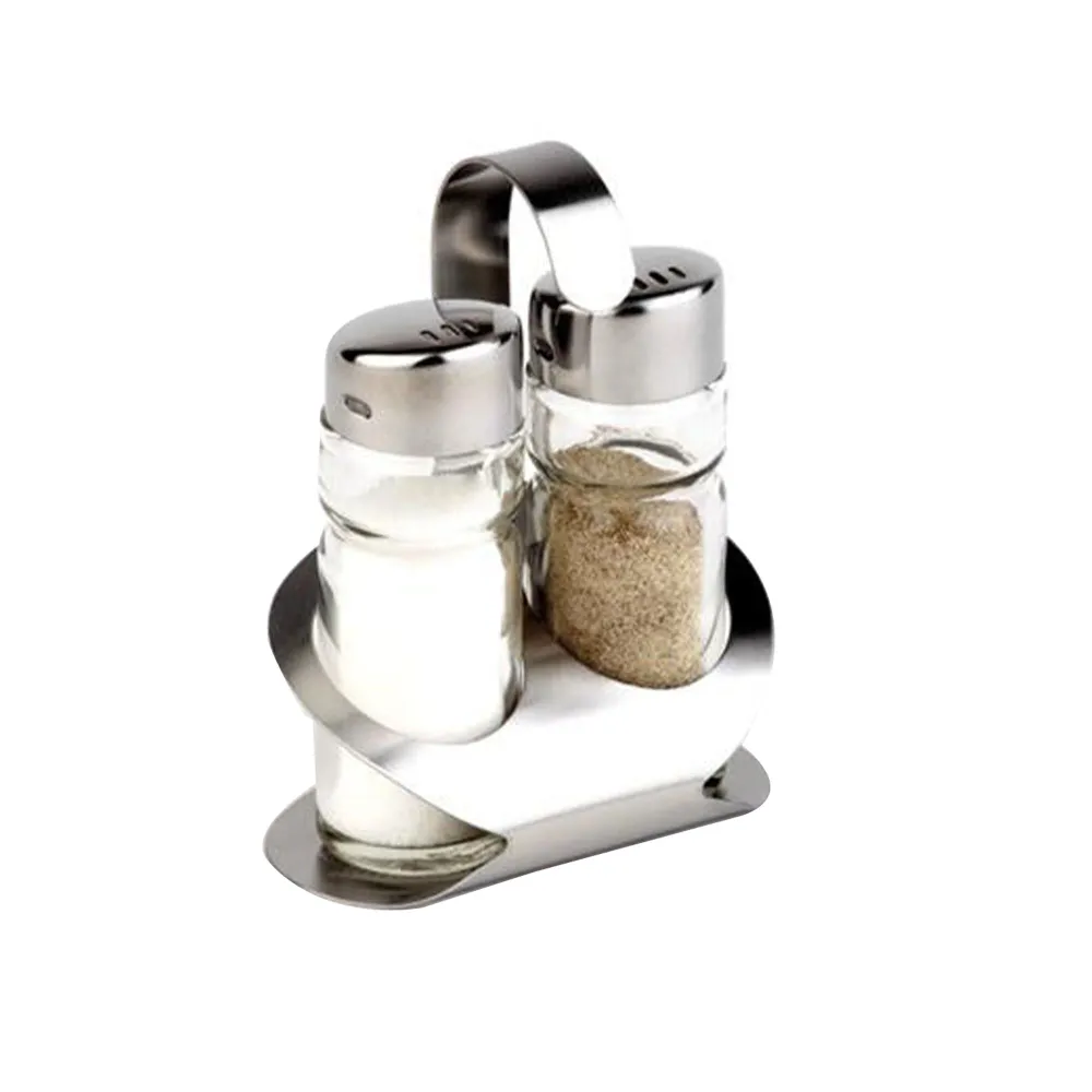 (6 stk) cruet - PRO - stativ i rustfritt stål - inkl. 2 salt- og pepperbøsser