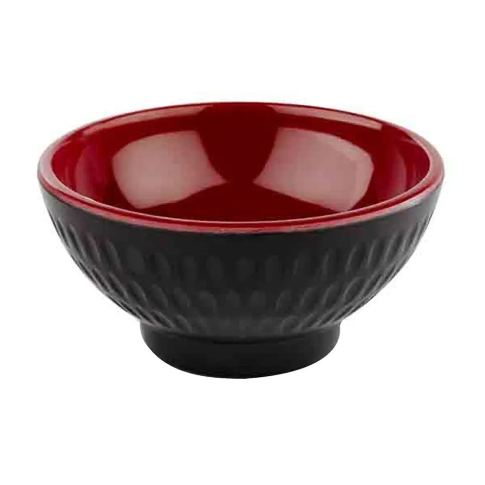 (6 stk.) Dyppeskåler - ASIA PLUS - Melamin - 60 ml - Ø 75mm - Svart/Rød