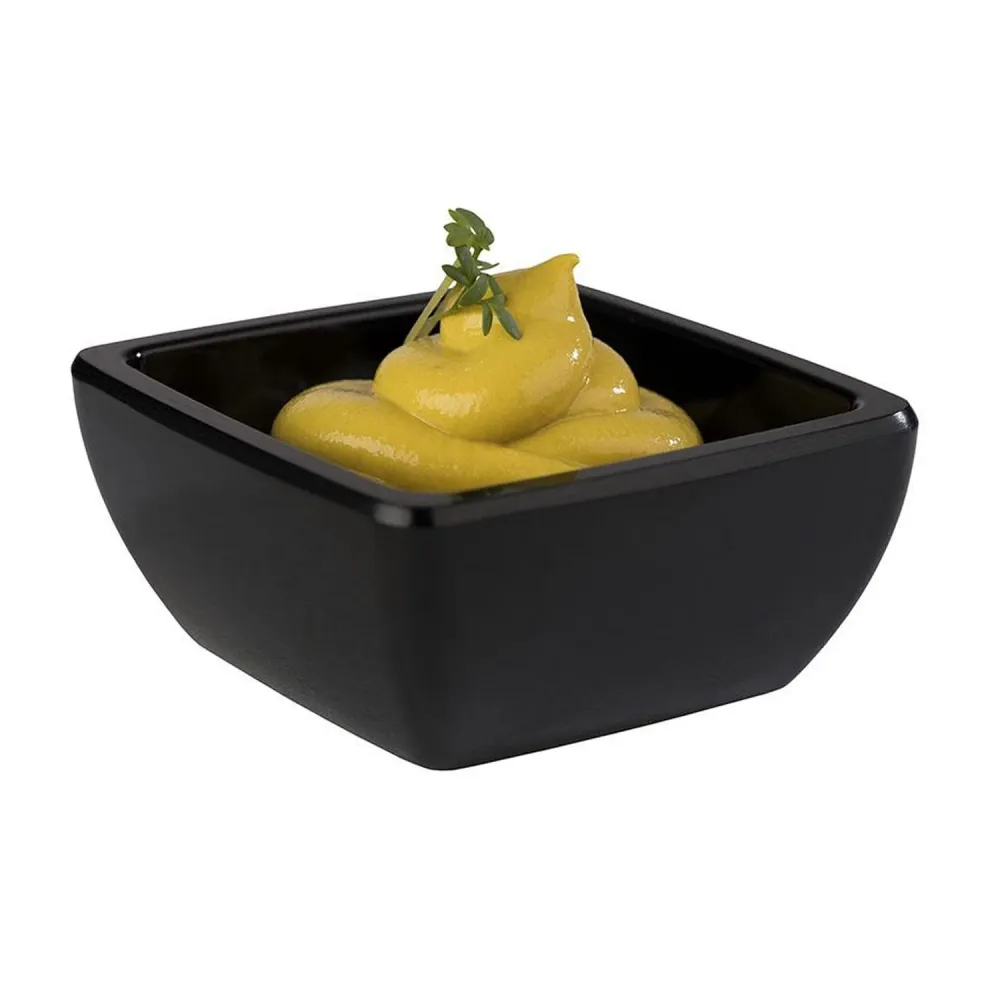 (6 stk.) Dyppeskåler - FRIENDLY - PET - 50 ml - firkantet - svart