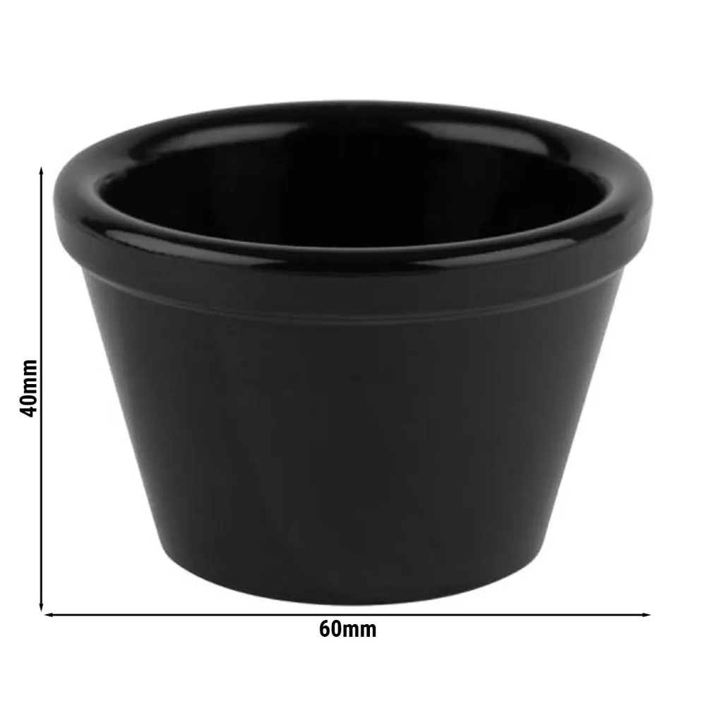 (6 stk.) Dyppeskåler - FRIENDLY - PET - 50 ml - rund - Ø 60mm - svart