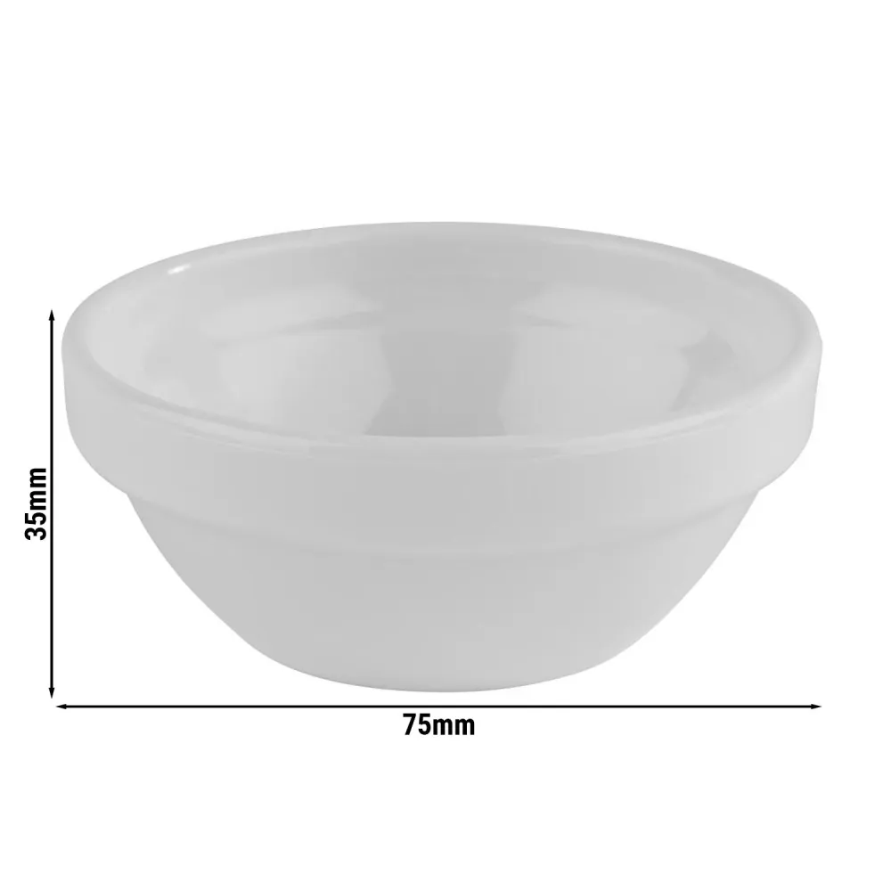 (12 stk.) Dyppeskåler - FRIENDLY - PET - 50 ml - rund - Ø 75mm - hvit
