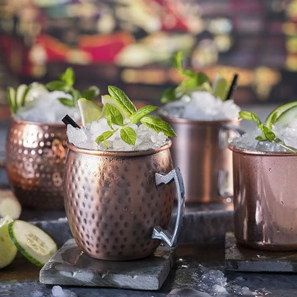 (6 stk) Krus - MOSCOW MULE - 450ml - antikk kobber - med krom håndtak