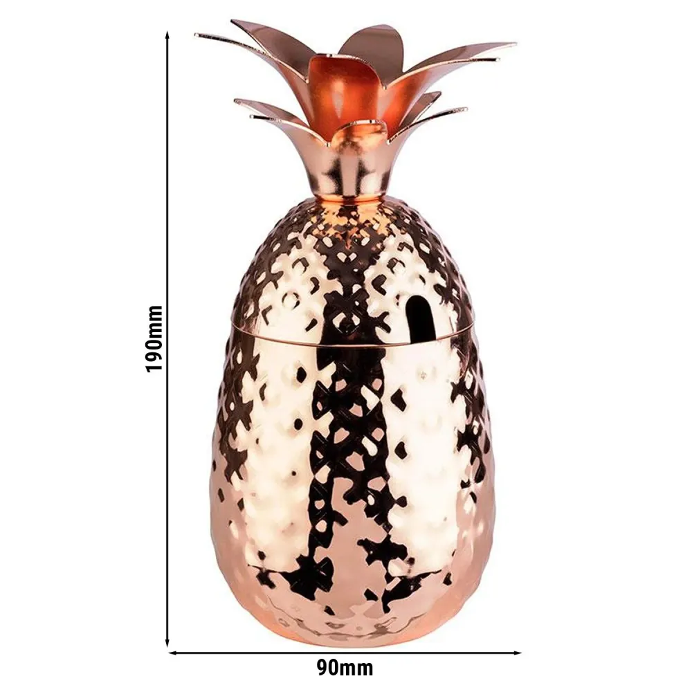 (6 stk) Krus - PINEAPPLE - 500ml - kobber - med lokk