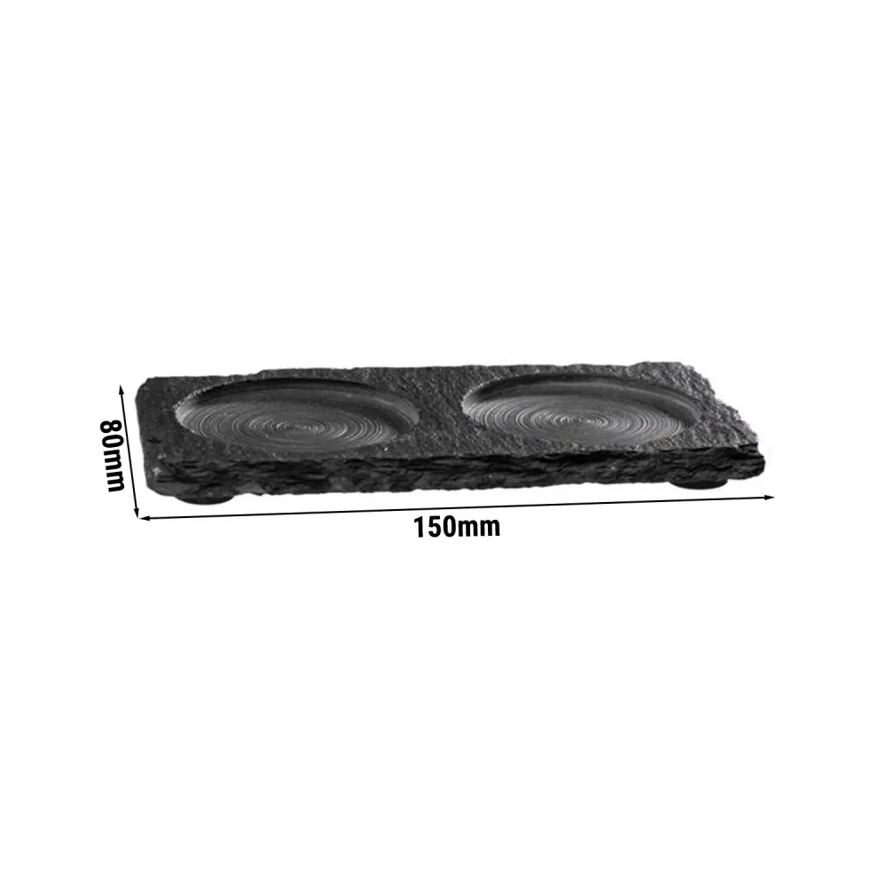 (6 stk.) Naturskiferplate - 150x80mm - med 2 hæler Ø 60mm - Svart