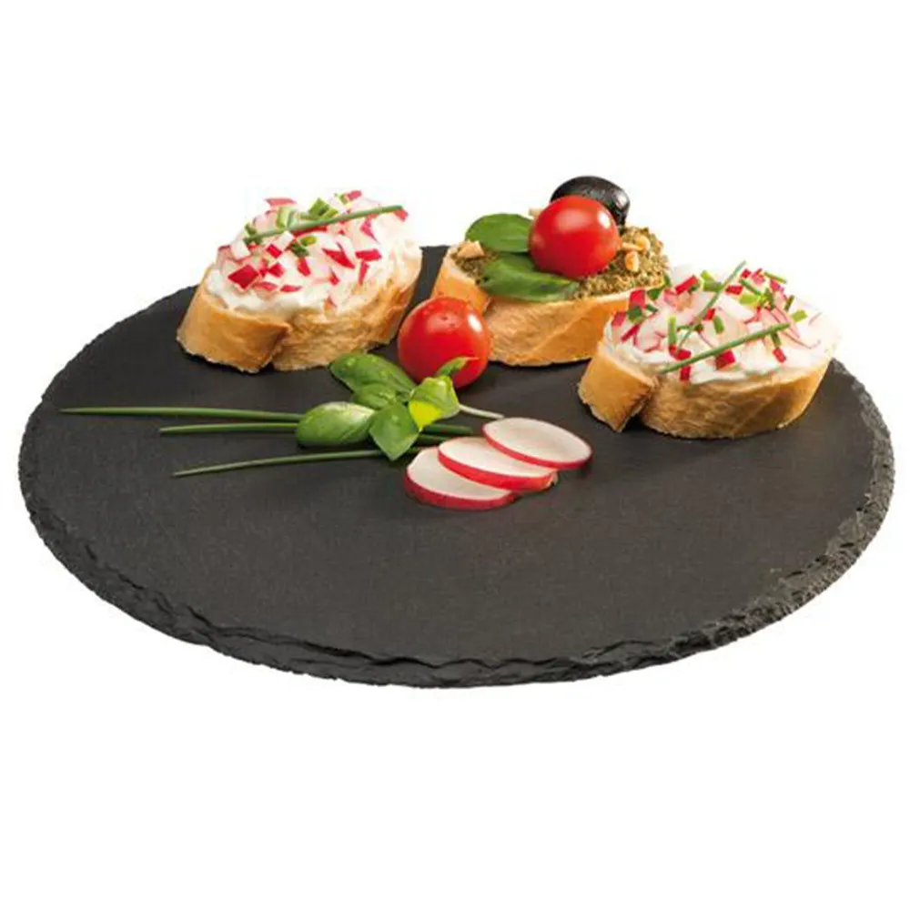 (6 stk.) Naturskiferplate - Ø 280 mm - Svart