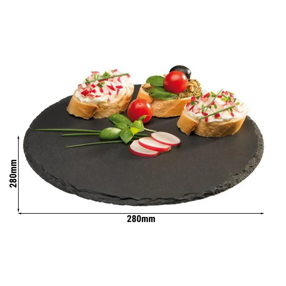 (6 stk.) Naturskiferplate - Ø 280 mm - Svart