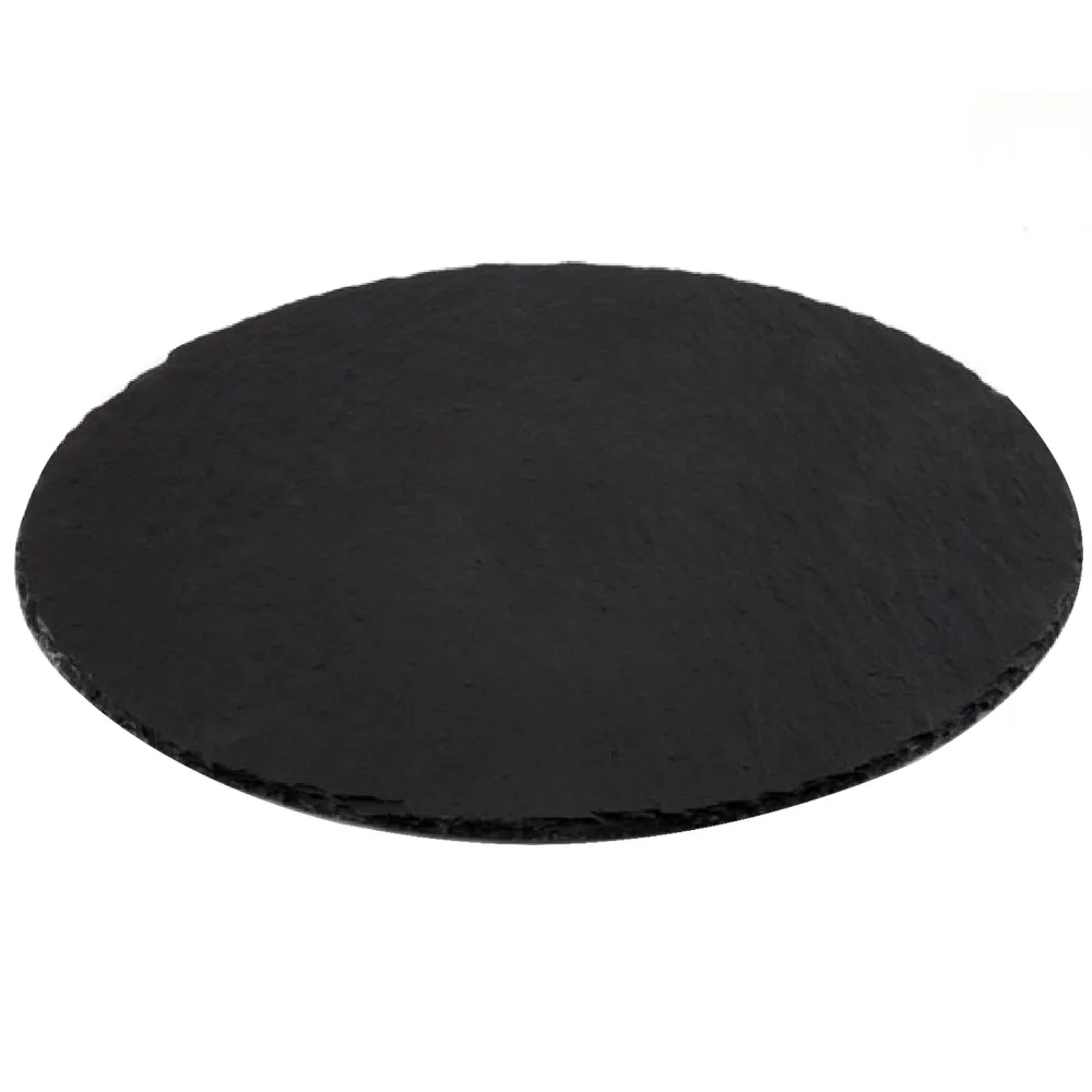 (6 stk.) Naturskiferplate - Ø 380 mm - Svart