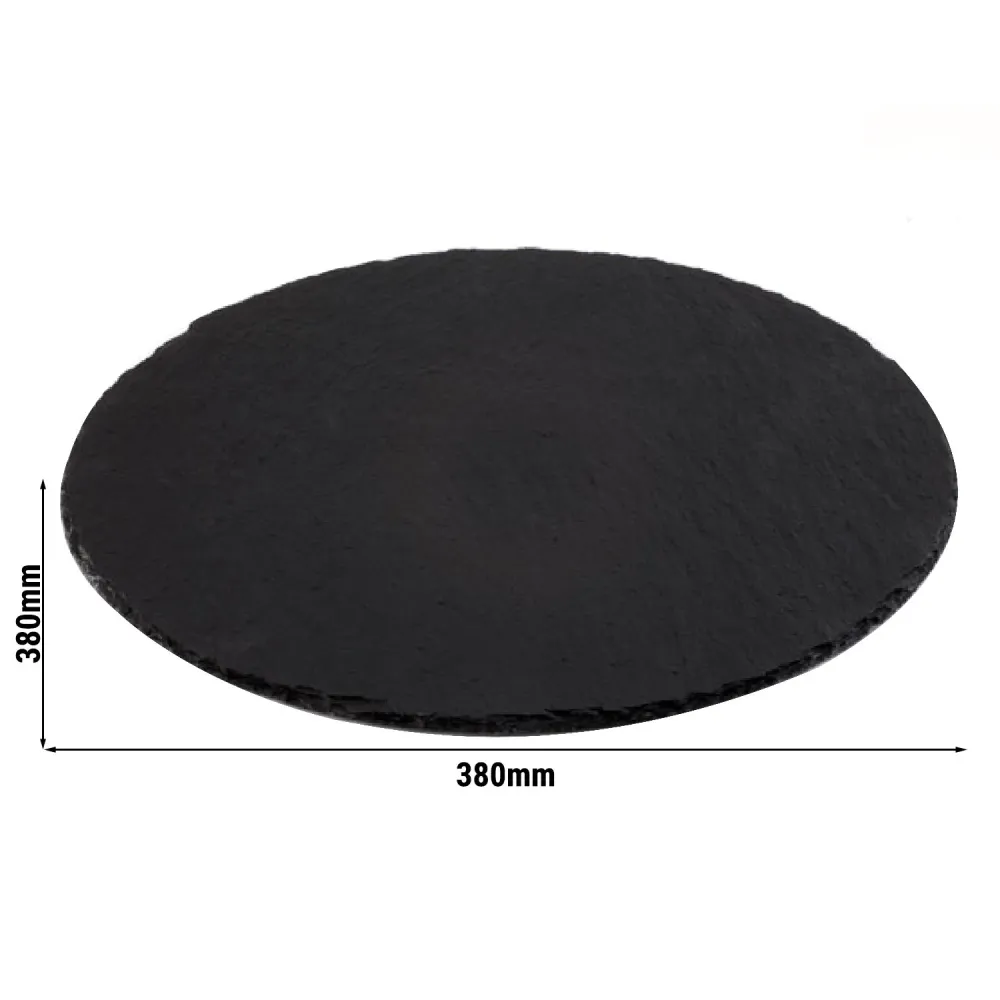 (6 stk.) Naturskiferplate - Ø 380 mm - Svart