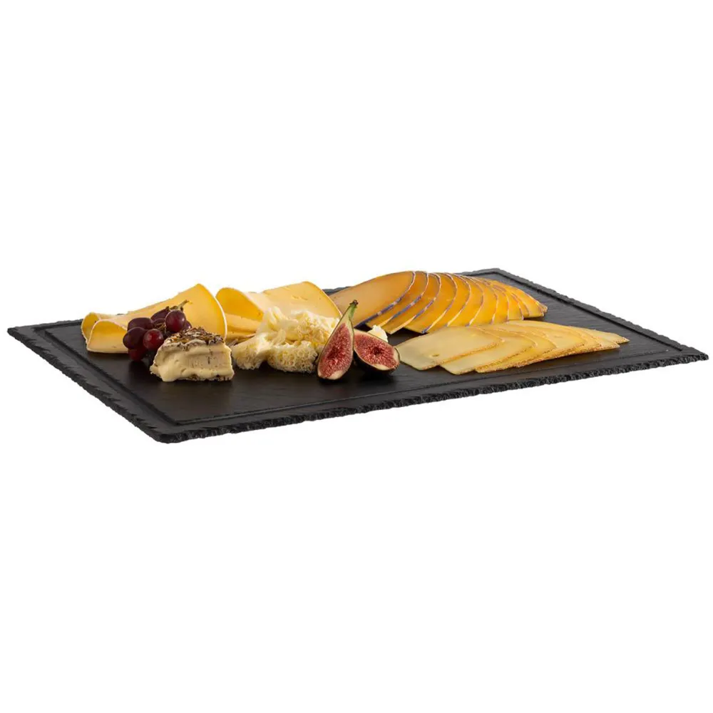 (6 stk.) Naturskiferplate - 580x380 mm - med saftspor - svart