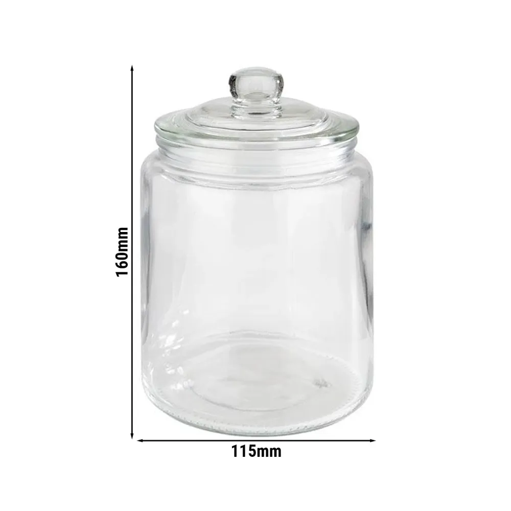 (6 stk.) Oppbevaringskrukke - CLASSIC - 0,9 liter - inkl. glasslokk med forsegling