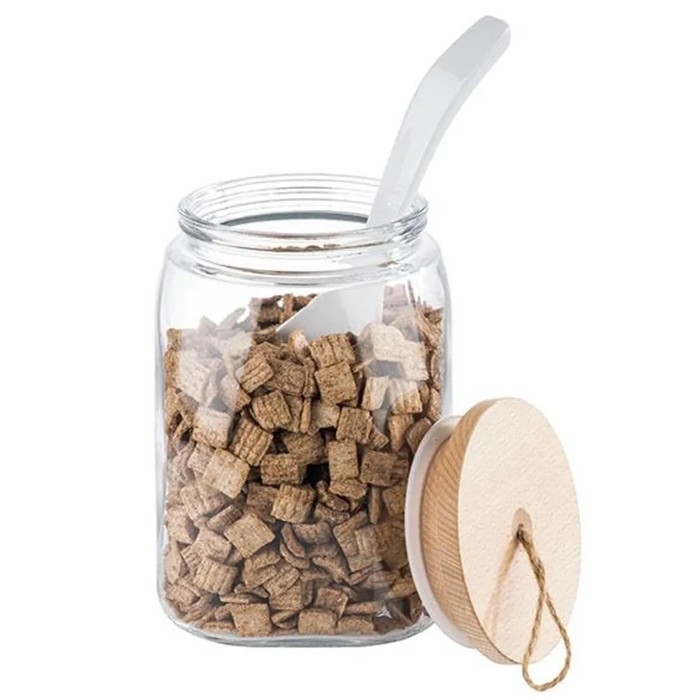 (6 stk.) Oppbevaringskrukke - WOODY - 2,5 liter - inkl. aromasikkert trelokk