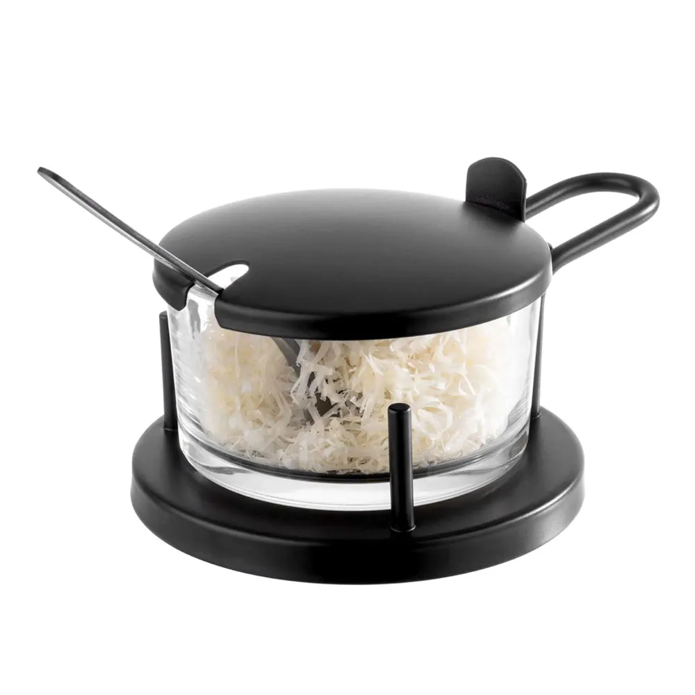 (6 stk.) Parmesan cruet - CLASSIC - 180 ml - inkl. skje - svart