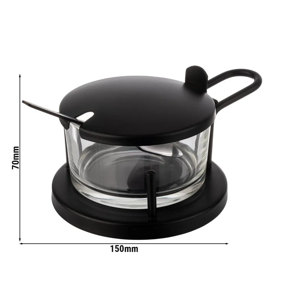 (6 stk.) Parmesan cruet - CLASSIC - 180 ml - inkl. skje - svart
